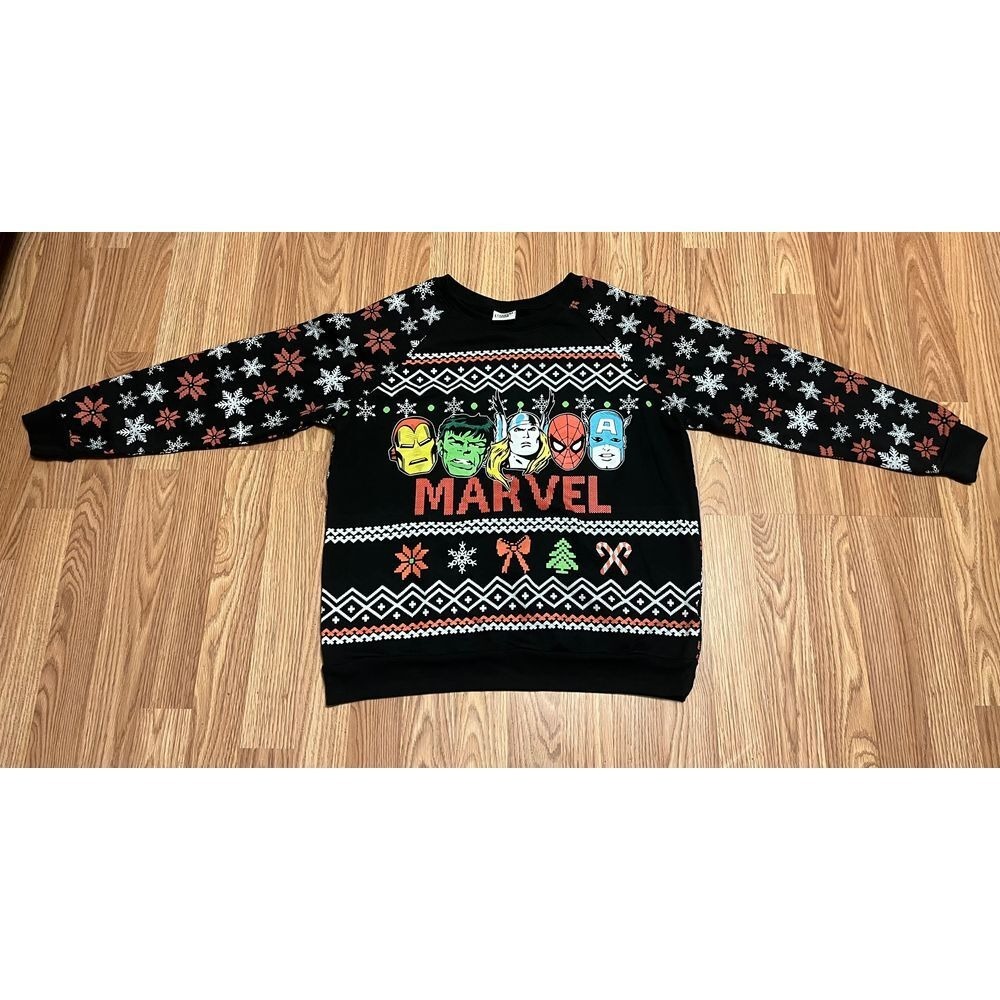 Ugly Christmas Sweater Xmas Sweatshirt Crewneck Size Large Marvel